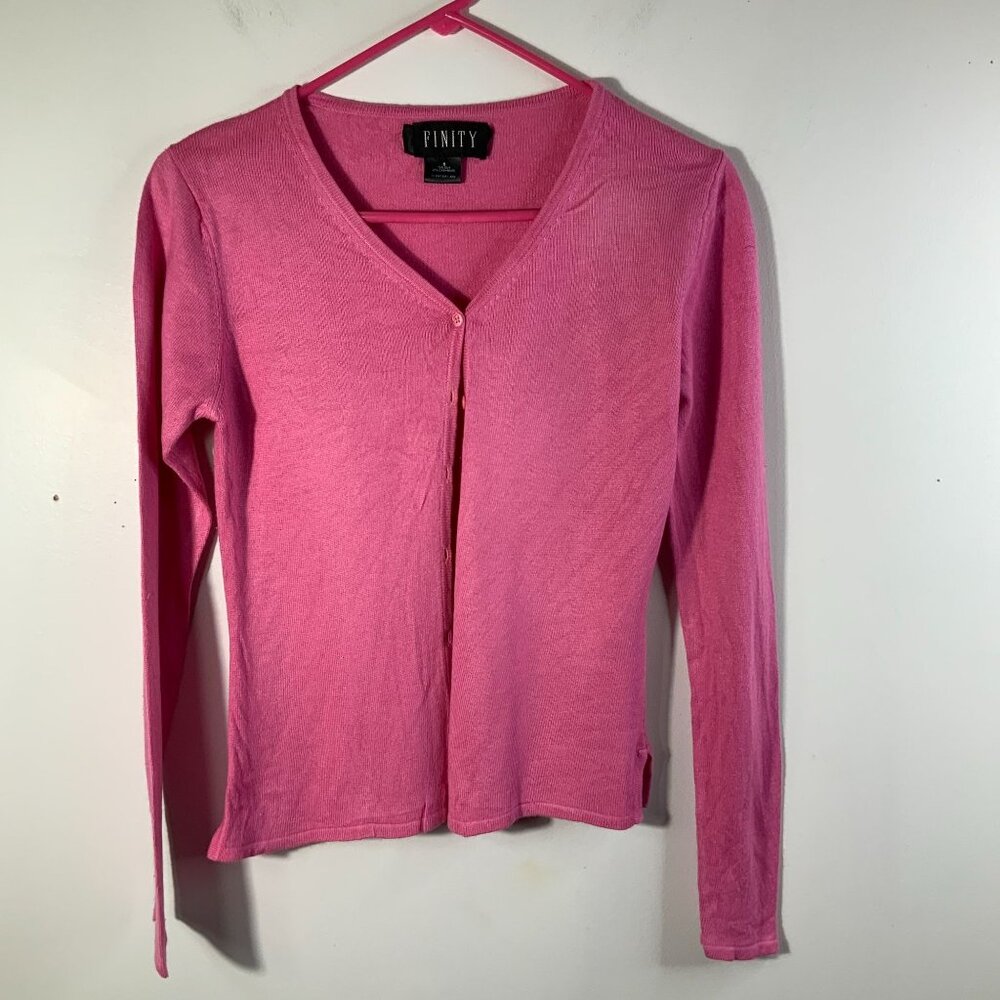 Womens Finity‎ Silk Cashmere Cardigan Light Weight S measures XS Pink